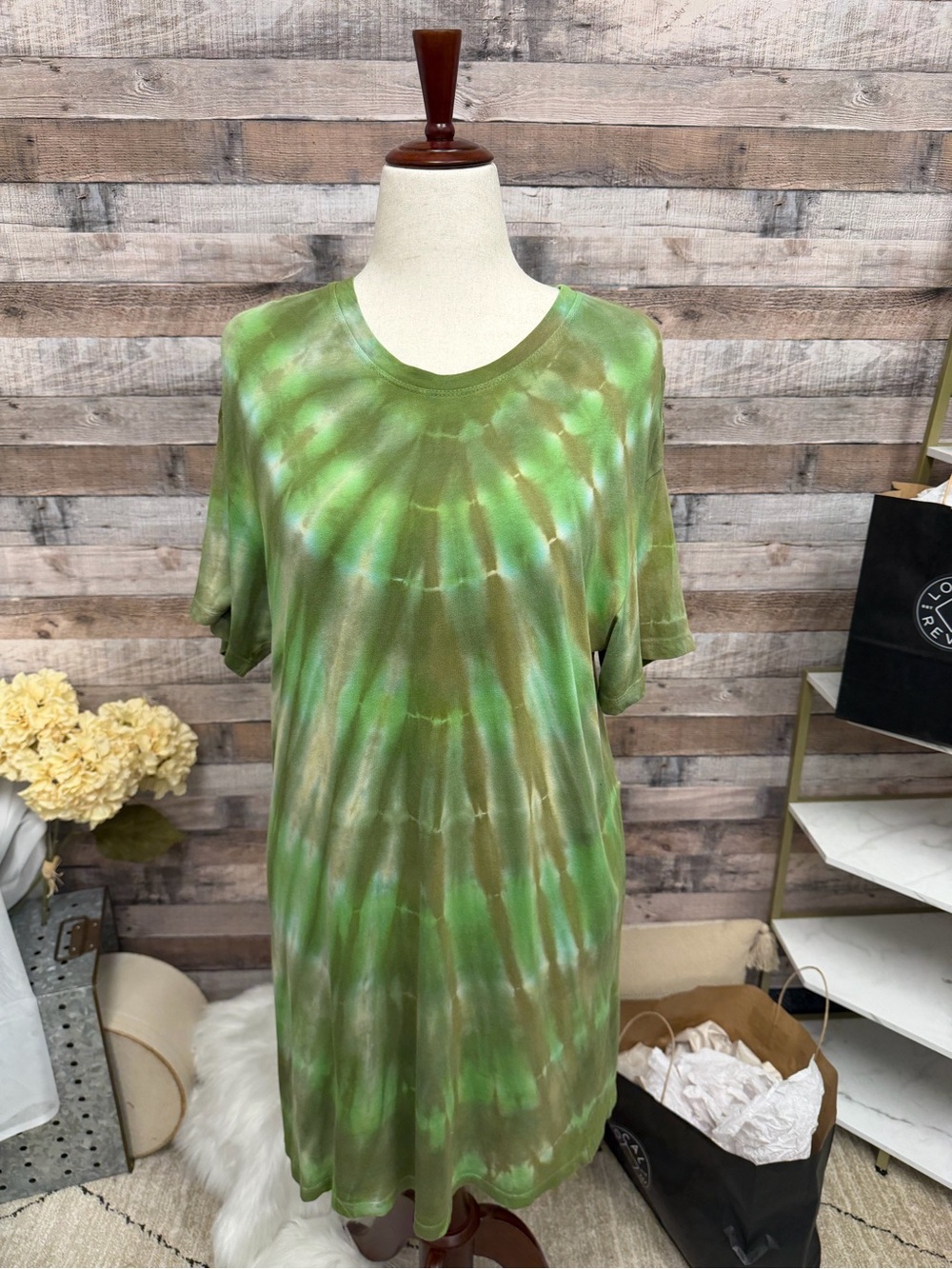 Raquel Allegra Green Tie-Dye Short Sleeve Tee